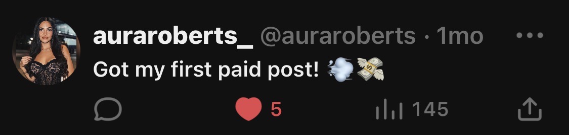 Creator post celebrating a first paid post