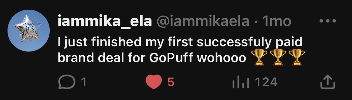 Creator post about a paid GoPuff brand deal